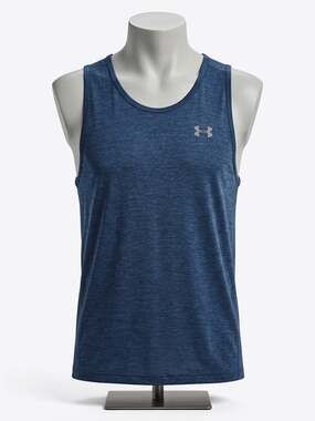 Under Armour Mens Large HeatGear Heather Blue Athletic Tank Top Shirt